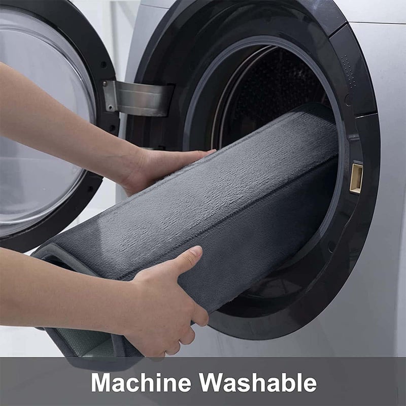 Buganda Memory Foam Bath Mat, 47" x 17", Ultra Soft and Non-Slip Bathroom Rugs, Water Absorbent and Machine Washable Bath Rug Runner for Bathroom, Shower, and Tub, Dark Grey - Image 5